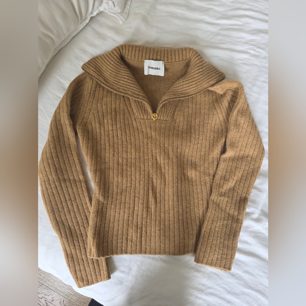 Nanushka Tan Ribbed Sweater